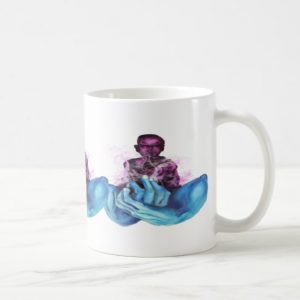 Quiet mind blue hands coffee mug